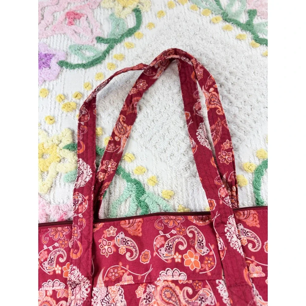 Arrow Trading LLC vtg Red Paisley Quilted Tote Bag Zippered Shoulder Bag 2008